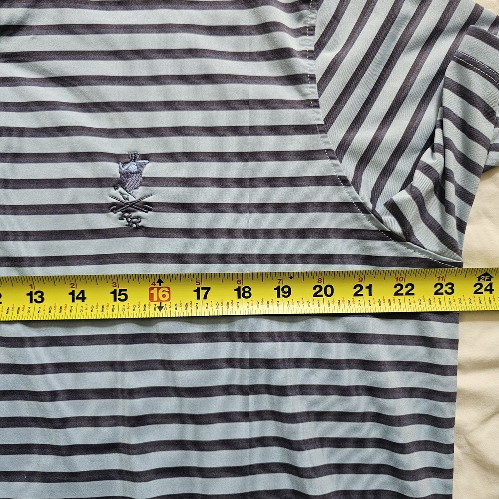 Greyson Blue Striped Athletic‎ Golf Performance Polo Shirt Mens Large - Picture 5 of 8